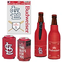 WinCraft St. Louis Cardinals MLB x Budweiser Can Cooler, Bottle Cooler & Decal Pack