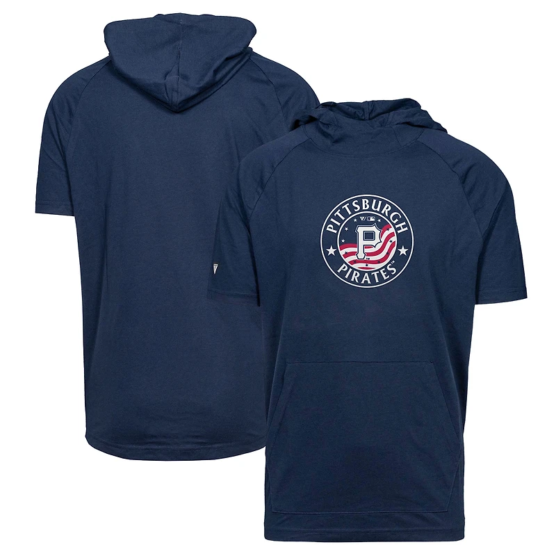 Men's Levelwear Navy Pittsburgh Pirates Phase Platoon Raglan Short Sleeve Hoodie