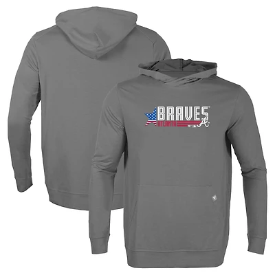 Men's Levelwear Gray Atlanta Braves Relay Aviation Pullover Hoodie