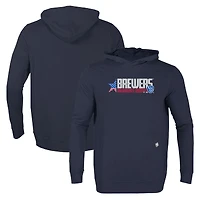 Men's Levelwear Navy Milwaukee Brewers Relay Aviation Pullover Hoodie