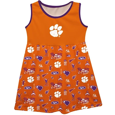 Girls Infant Vive La Fete Orange Clemson Tigers Impressions Artwork Tank Top Dress