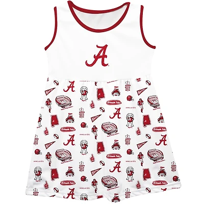 Girls Toddler Vive La Fete White Alabama Crimson Tide Impressions Artwork Tank Top Dress
