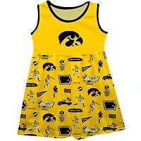 Girls Toddler Vive La Fete Gold Iowa Hawkeyes Impressions Artwork Tank Top Dress