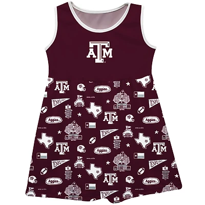 Girls Toddler Vive La Fete Maroon Texas A&M Aggies Impressions Artwork Tank Top Dress