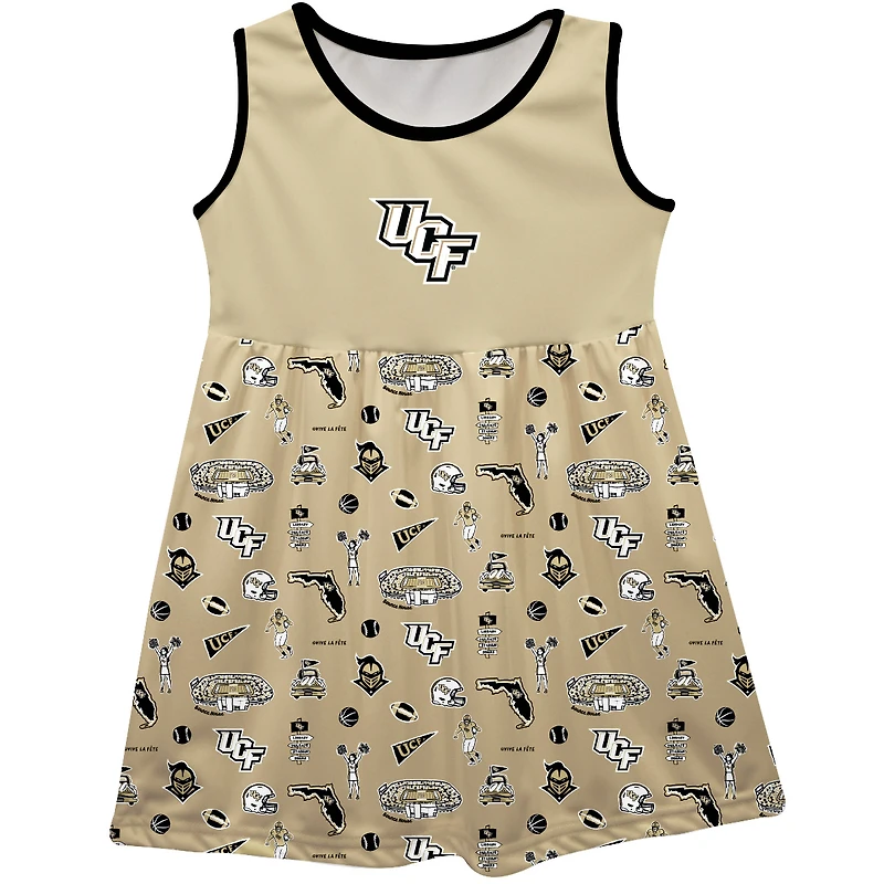 Girls Toddler Vive La Fete Gold UCF Knights Impressions Artwork Tank Top Dress