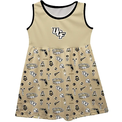 Girls Toddler Vive La Fete Gold UCF Knights Impressions Artwork Tank Top Dress