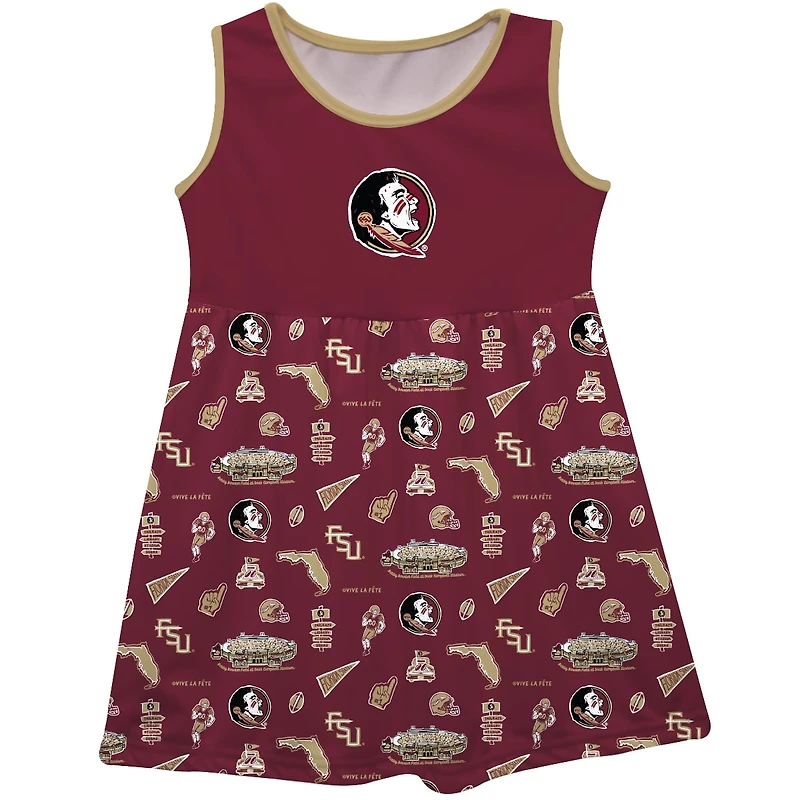Girls Youth Vive La Fete Garnet Florida State Seminoles Impressions Artwork Tank Top Dress