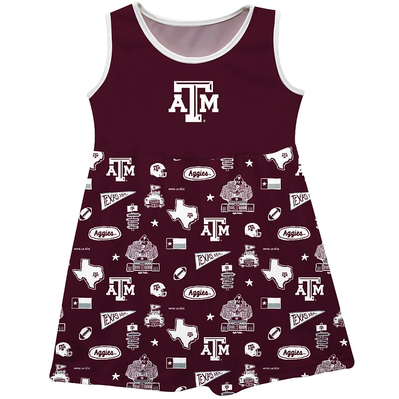 Girls Youth Vive La Fete  Maroon Texas A&M Aggies Impressions Artwork Tank Top Dress