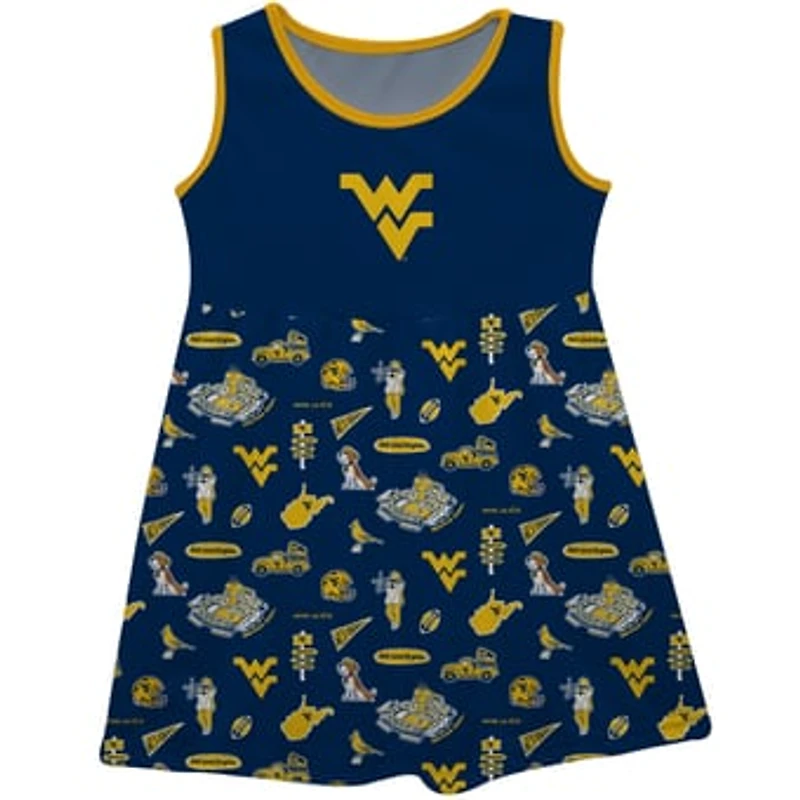 Girls Youth Vive La Fete Navy West Virginia Mountaineers Impressions Artwork Tank Top Dress