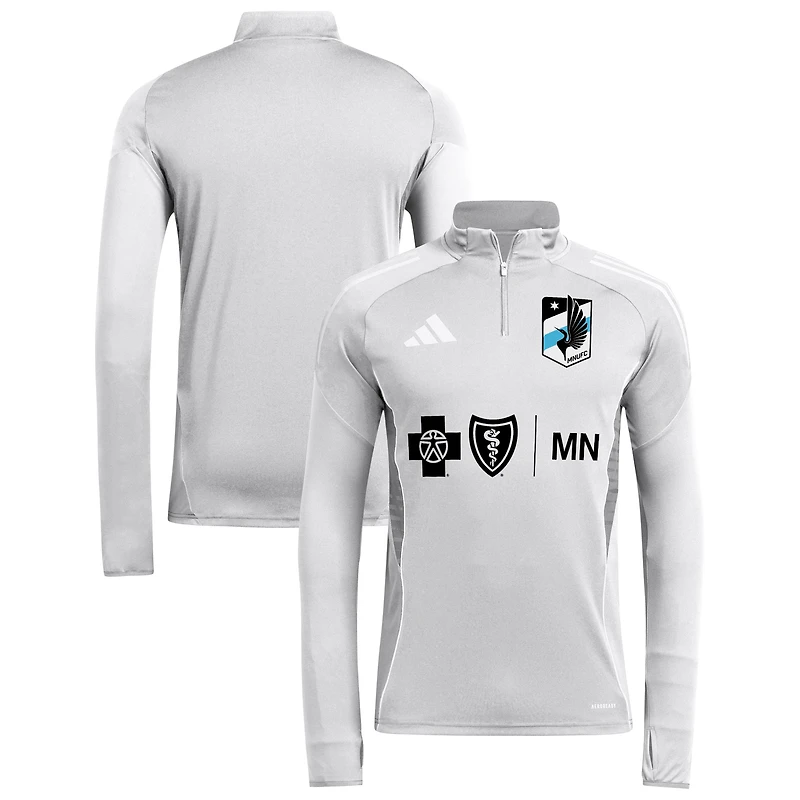 Men's adidas  Silver Minnesota United FC 2025 AEROREADY Quarter-Zip Long Sleeve Training Top
