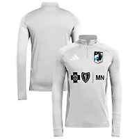 Men's adidas  Silver Minnesota United FC 2025 AEROREADY Quarter-Zip Long Sleeve Training Top