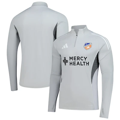 Men's adidas  Silver FC Cincinnati 2025 AEROREADY Quarter-Zip Long Sleeve Training Top