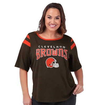 Women's G-III 4Her by Carl Banks Brown Cleveland Browns Plus Linebacker T-Shirt