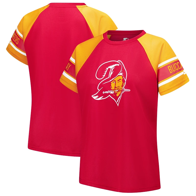 Women's Starter Orange Tampa Bay Buccaneers 1st Rounder Color Block Raglan Top