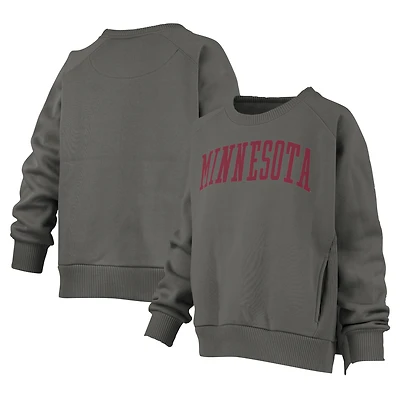 Women's Pressbox Charcoal Minnesota Golden Gophers Pocketed Raglan Pullover Sweatshirt