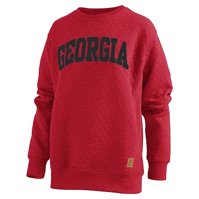 Women's Pressbox  Red Georgia Bulldogs Moose Quilted Pullover Sweatshirt
