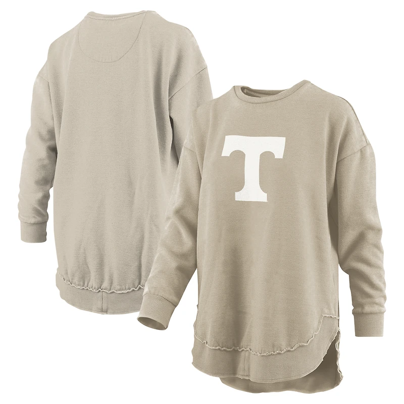 Women's Pressbox Khaki Tennessee Volunteers Poncho Fleece Pullover Sweatshirt