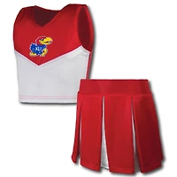 Girls Youth Garb Red Kansas Jayhawks Cheerleader Top & Skirt Set