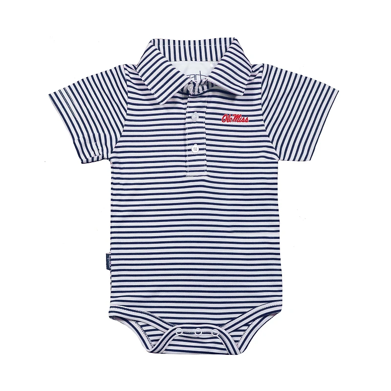 Infant Garb Navy/White Ole Miss Rebels Carson Polo Bodysuit