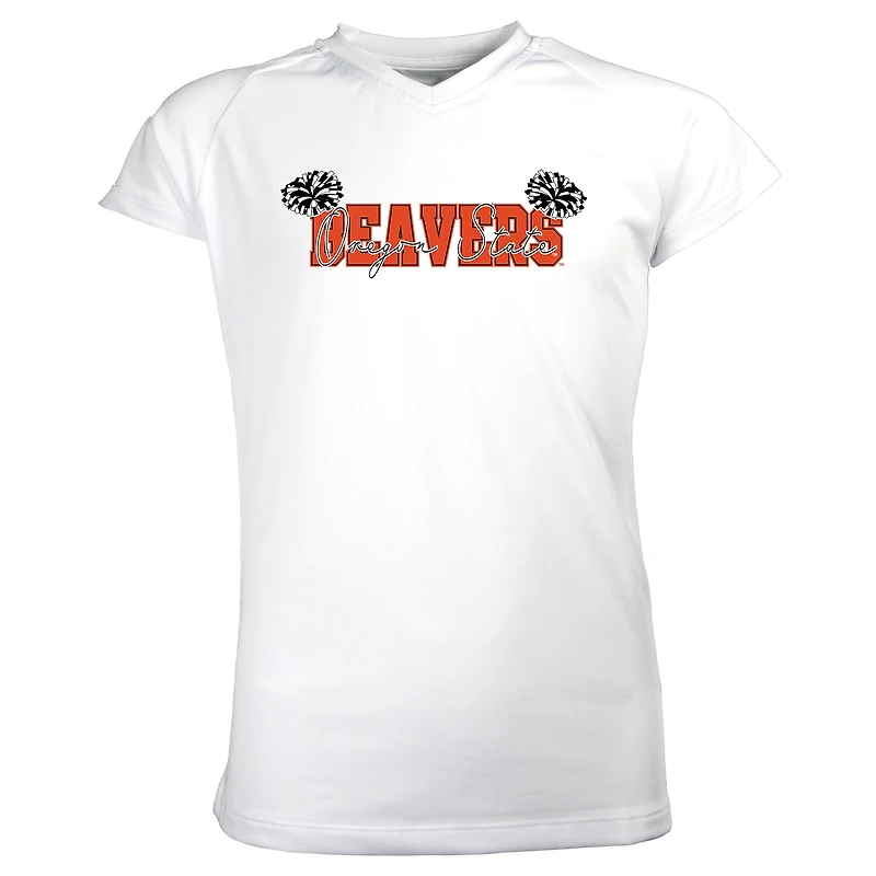 Girls Youth Garb White Oregon State Beavers Brittany V-Neck T-Shirt