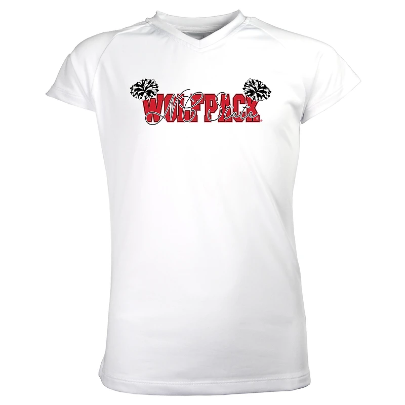 Girls Youth Garb White NC State Wolfpack Brittany V-Neck T-Shirt
