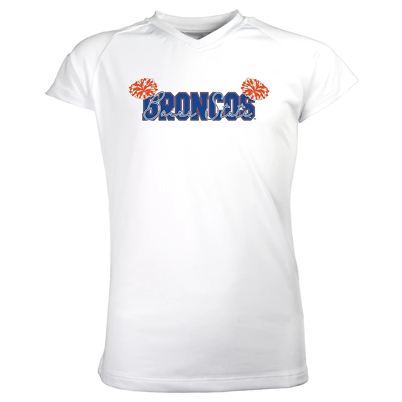 Girls Youth Garb White Boise State Broncos Brittany V-Neck T-Shirt