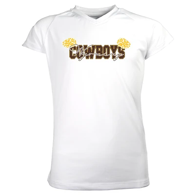 Girls Youth Garb White Wyoming Cowboys Brittany V-Neck T-Shirt