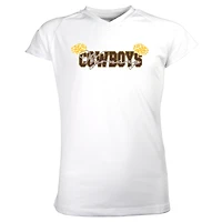 Girls Youth Garb White Wyoming Cowboys Brittany V-Neck T-Shirt