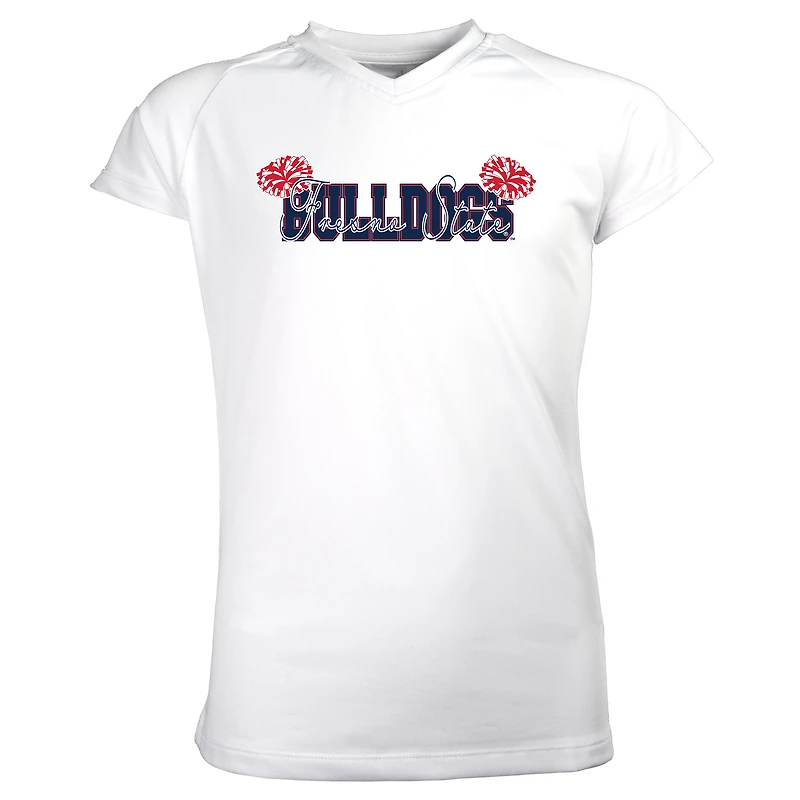 Girls Youth Garb White Fresno State Bulldogs Brittany V-Neck T-Shirt
