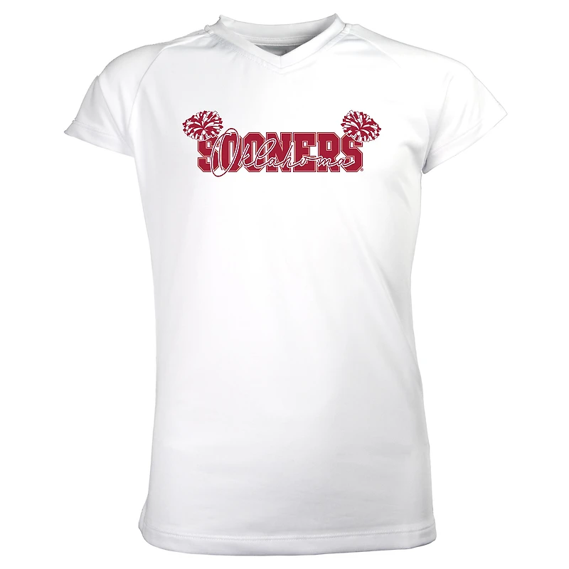Girls Youth Garb White Oklahoma Sooners Brittany V-Neck T-Shirt