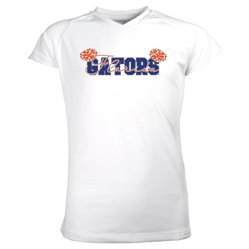 Girls Youth Garb White Florida Gators Brittany V-Neck T-Shirt