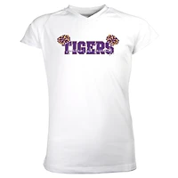 Girls Youth Garb White LSU Tigers Brittany V-Neck T-Shirt