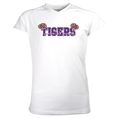 Girls Youth Garb White LSU Tigers Brittany V-Neck T-Shirt