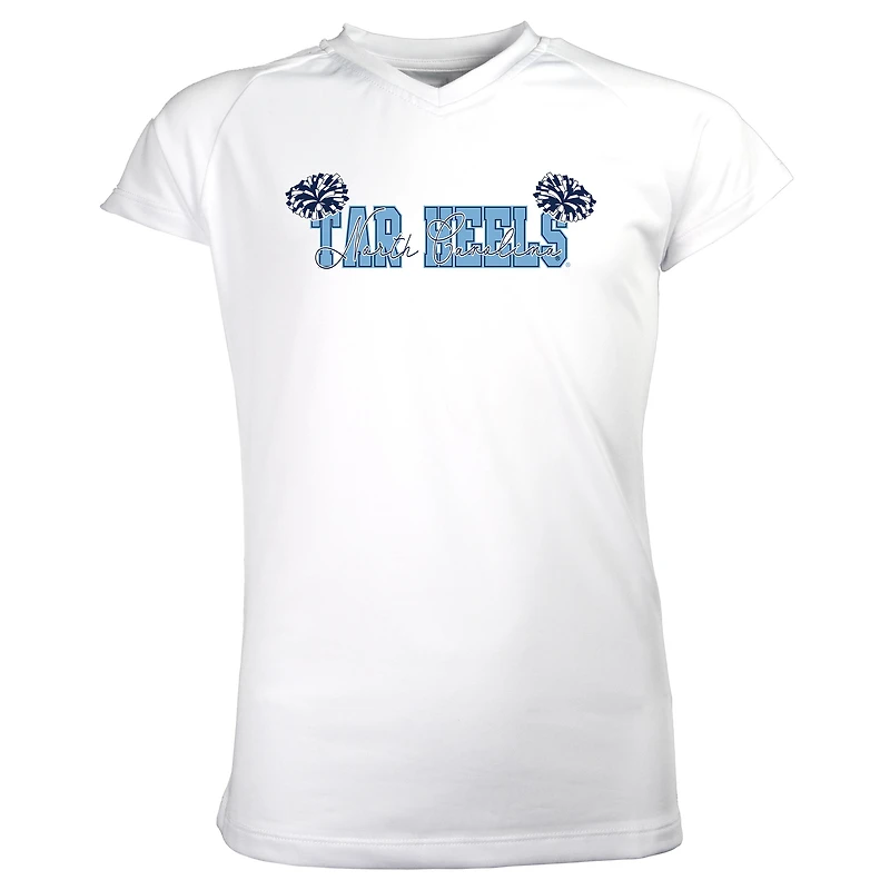 Girls Youth Garb White North Carolina Tar Heels Brittany V-Neck T-Shirt