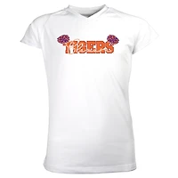 Girls Youth Garb White Clemson Tigers Brittany V-Neck T-Shirt
