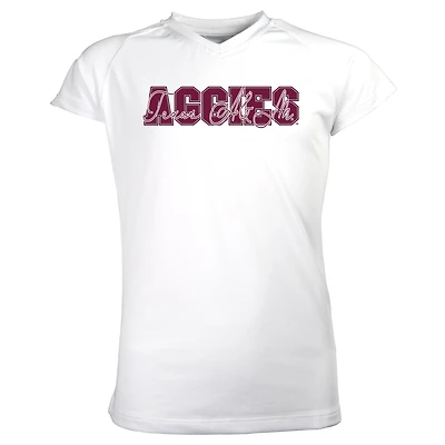 Girls Youth Garb White Texas A&M Aggies Brittany V-Neck T-Shirt