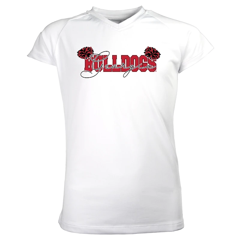 Girls Youth Garb White Georgia Bulldogs Brittany V-Neck T-Shirt
