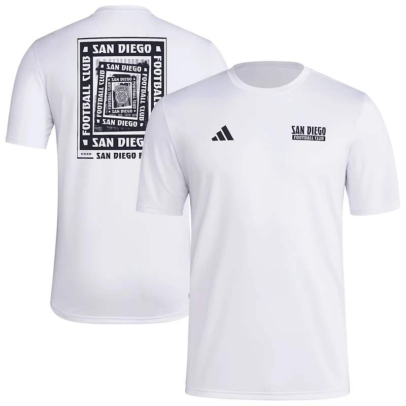 Men's adidas White San Diego FC Local Wrap T-Shirt
