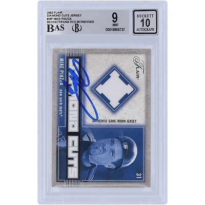 Mike Piazza New York Mets Autographed 2003 Fleer Flair Diamond Cuts Relic #DC-MP Beckett Fanatics Witnessed Authenticated /10 Card