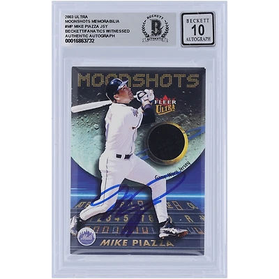 Mike Piazza New York Mets Autographed 2003 Fleer Ultra Moonshots Relic #MP Beckett Fanatics Witnessed Authenticated 10 Card