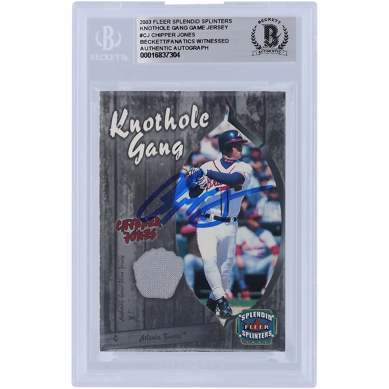 Chipper Jones Atlanta Braves Autographed 2003 Fleer Splended Splinters Knothole Gang Relic #CJ-KG Beckett Fanatics Witnessed Authenticated Card