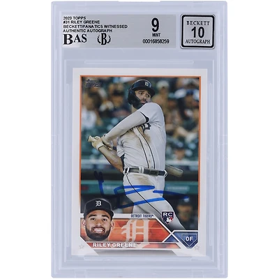 Riley Greene Detroit Tigers Autographed 2023 Topps Series 1 #31 Beckett Fanatics Witnessed Authenticated 9/10 Rookie Card