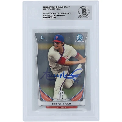 Aaron Nola Philadelphia Phillies Autographed 2014 Bowman Chrome Draft 1st Bowman #CDP4 Beckett Fanatics Witnessed Authenticated Card