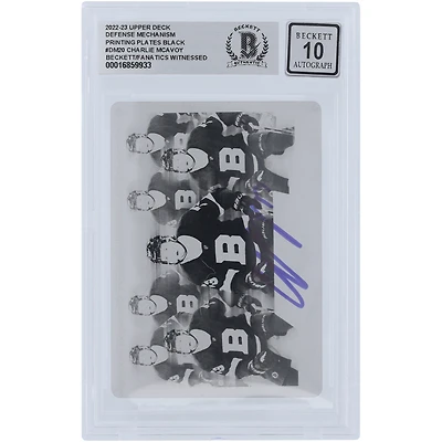 Charlie McAvoy Boston Bruins Autographed 2022-23 Upper Deck Defense Mechanism Black Printing Plate #DM-20 #1/1 Beckett Fanatics Witnessed Authenticated 10 Card