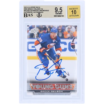 Brock Nelson New York Islanders Autographed 2013-14 Upper Deck Series 1 Young Guns #204 Beckett Fanatics Witnessed Authenticated /10 Rookie Card