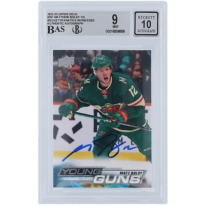 Matthew Boldy Minnesota Wild Autographed 2022-23 Upper Deck Series 1 Young Guns #201 Beckett Fanatics Witnessed Authenticated /10 Rookie Card