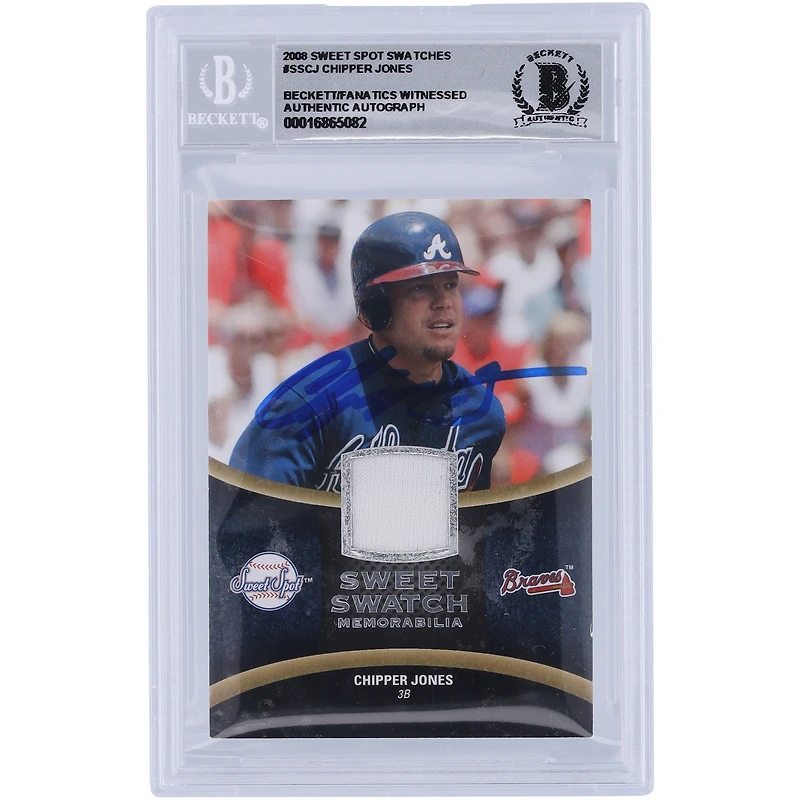 Chipper Jones Atlanta Braves Autographed 2008 Upper Deck Sweet Spot Sweet Swatch Relic #SS-CJ Beckett Fanatics Witnessed Authenticated Card