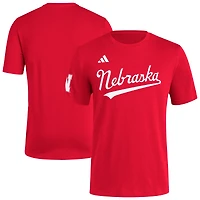 Men's adidas  Scarlet Nebraska Huskers Fresh Wordmark T-Shirt