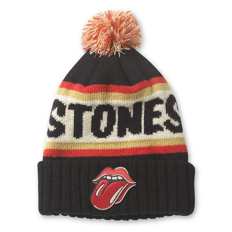 Men's American Needle Black Rolling Stones Pillow Line Cuffed Knit Hat with Pom