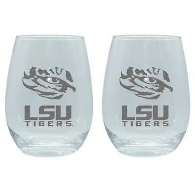 The Memory Company LSU Tigers 2-Pack 15oz. Stemless Wine Glass Set
